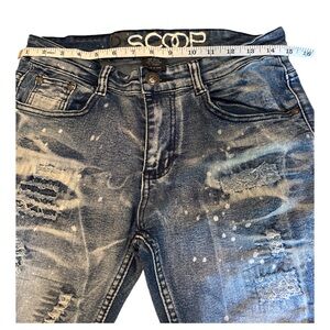 Scoop Men's Blue Distressed Skinny Jeans